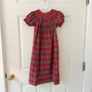 Girls Smocked Plaid Christmas Dress